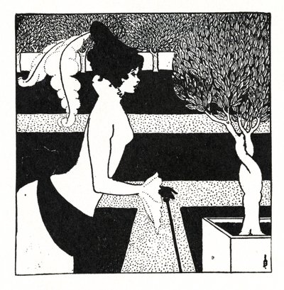 「イエローブック」のタイトルページの装飾、第2巻、1894年7月、1899年 作： Aubrey Beardsley
